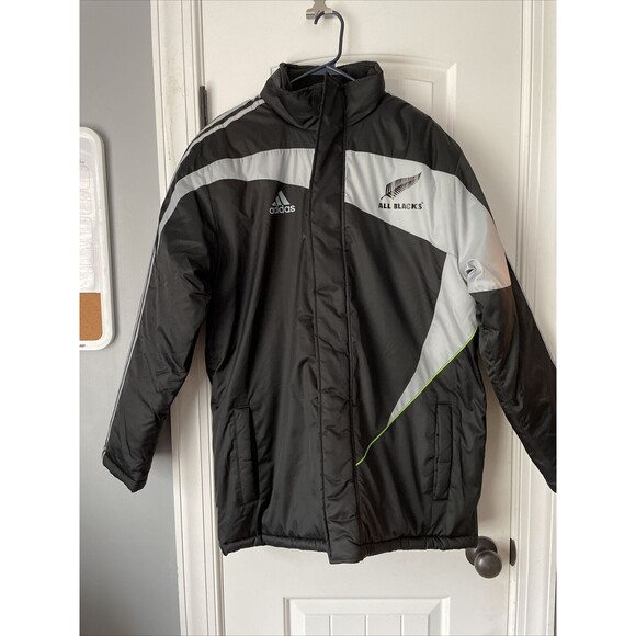 Adidas‎ ALL BLACKS RUGBY JacketBlack & White Mens 3 STRIPE Coat MENS SMALL